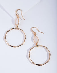 Gold Plated Clear Quartz Open Circle Earrings - link has visual effect only