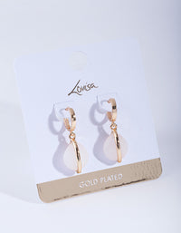 Gold Plated Moonstone Huggie Earrings - link has visual effect only