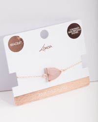 Real Rose Gold Plated Rose Quartz Toggle Bracelet - link has visual effect only