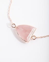 Real Rose Gold Plated Rose Quartz Toggle Bracelet - link has visual effect only