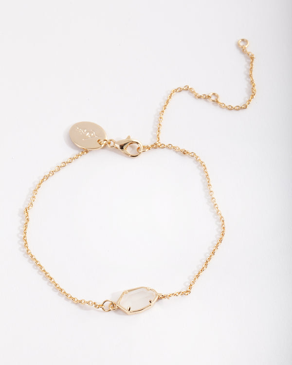 Gold Plated White Quartz Bracelet