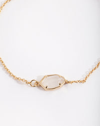 Gold Plated White Quartz Bracelet - link has visual effect only