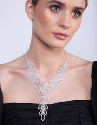 Silver Cupchain Leaf Y Necklace - link has visual effect only