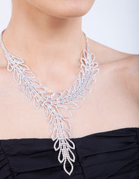 Silver Cupchain Leaf Y Necklace - link has visual effect only