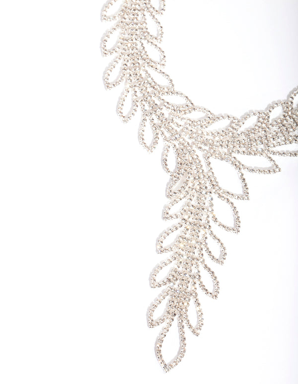 Silver Cupchain Leaf Y Necklace