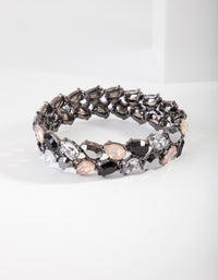 Gunmetal Teardrop Stone Set Stretch Bracelet - link has visual effect only