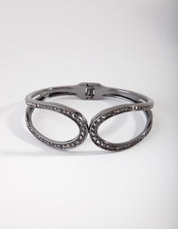 Gunmetal Diamante Loop Clamp Bracelet - link has visual effect only