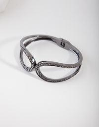 Gunmetal Diamante Loop Clamp Bracelet - link has visual effect only