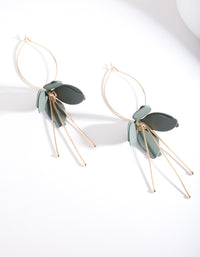 Gold Green Flower Drop Earrings - link has visual effect only