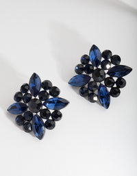 Blue Gem Flower Stud Earrings - link has visual effect only