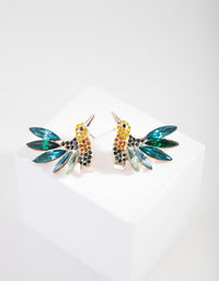 Green Diamante Gem Bird Earrings - link has visual effect only