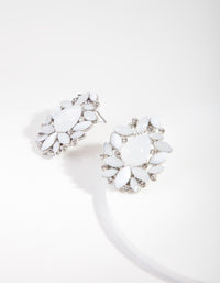 Silver Diamante Floral Stud Earrings - link has visual effect only