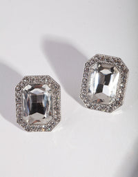 Silver Mirror Diamante Stud Earrings - link has visual effect only