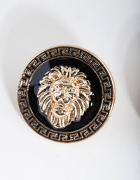 Gold Lion Head Stud Earrings - link has visual effect only