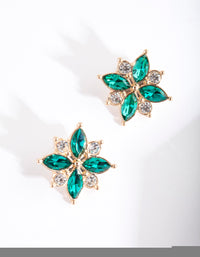 Gold Jewel Butterfly Flower Stud Earrings - link has visual effect only