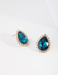 Gold Diamante Teardrop Stud Earrings - link has visual effect only