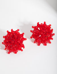 Red Faceted Flower Stud Earrings - link has visual effect only