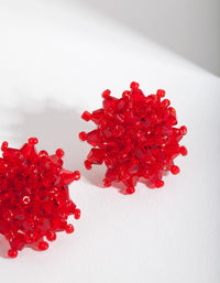 Red Faceted Flower Stud Earrings - link has visual effect only