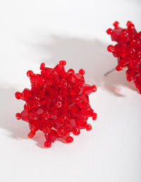 Red Faceted Flower Stud Earrings - link has visual effect only