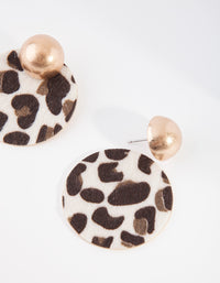 Gold Fluffy Leopard Circle Earrings - link has visual effect only