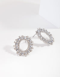 Silver Diamante Open Oval Stud Earrings - link has visual effect only