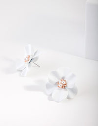 White Gold Flower Stud Earrings - link has visual effect only