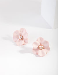 Pink Matte Flower Earrings - link has visual effect only