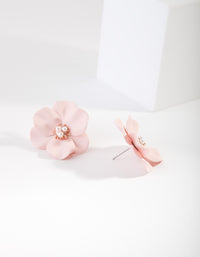 Pink Matte Flower Earrings - link has visual effect only