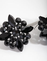 Black Gem Cluster Stud Earrings - link has visual effect only