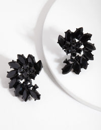 Black Twisted Flower Stud Earrings - link has visual effect only