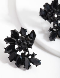 Black Twisted Flower Stud Earrings - link has visual effect only