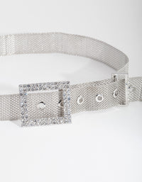 Rhodium Diamante Square Belt - link has visual effect only