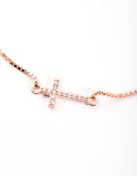 Rose Gold Plated Sterling Silver Cubic Zirconia Cross Toggle Bracelet - link has visual effect only