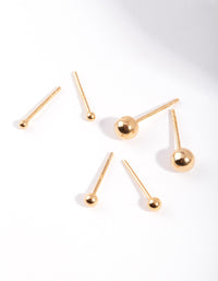 Gold Plated Sterling Silver Ball Earring Pack - link has visual effect only