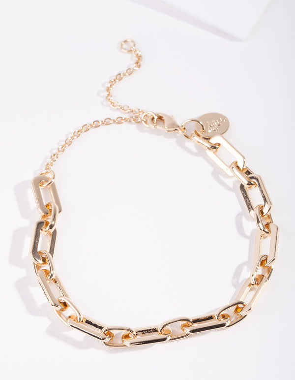 Gold Rectangle Chain Bracelet