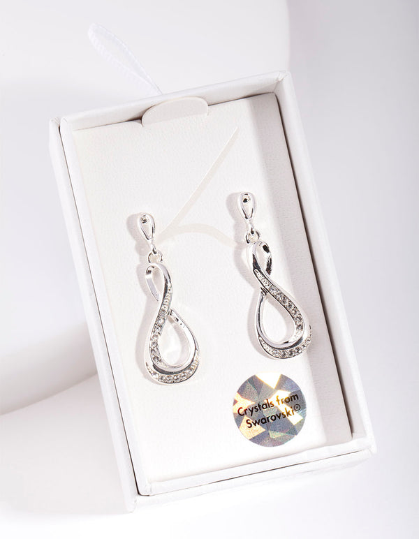 Silver Diamond Simulant Infinity Earrings