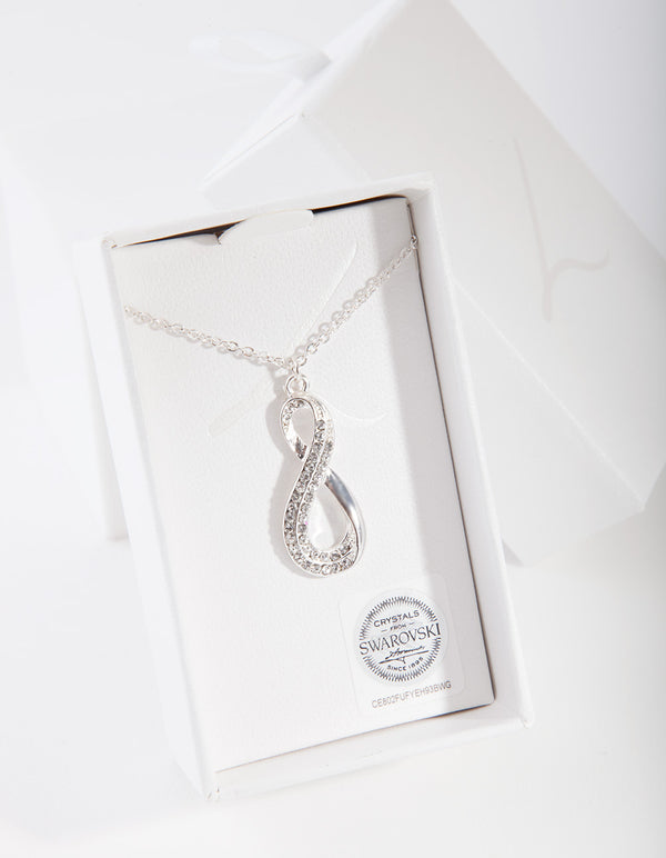 Silver Diamond Simulant Long Infinity Necklace