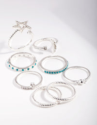 Silver Blue Shooting Star Ring 8-Pack - link has visual effect only