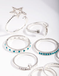 Silver Blue Shooting Star Ring 8-Pack - link has visual effect only