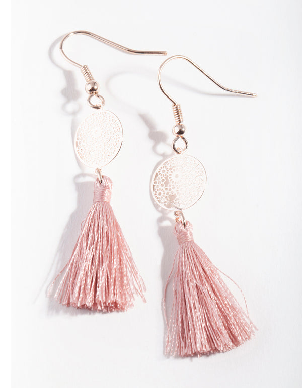 Blush Filigree Tassel Earrings