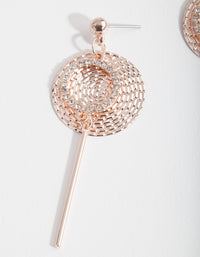 Rose Gold Textured Disc Drop Earrings - link has visual effect only