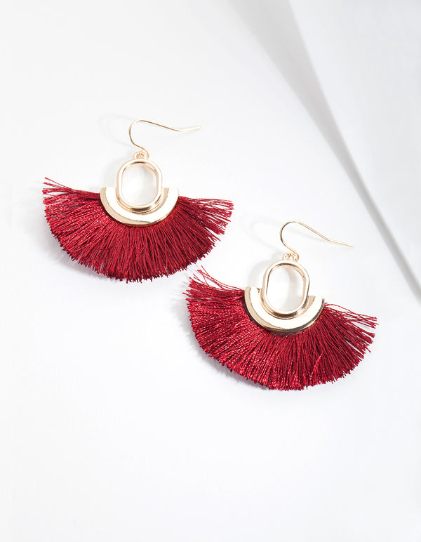 Maroon Armour Tassel Earrings