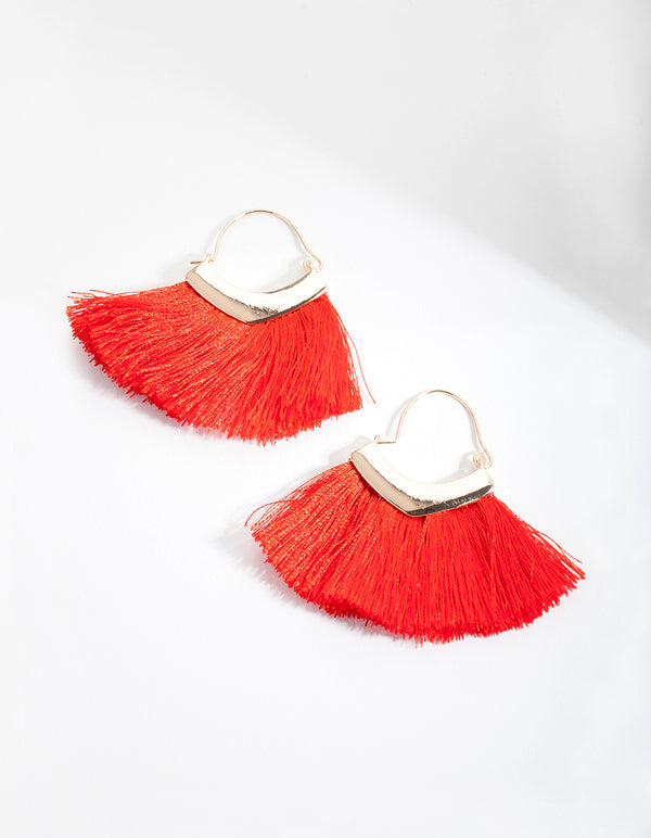 Red Oversized Tassel Earrings