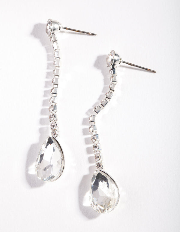 Silver Diamante Teardrop Earrings