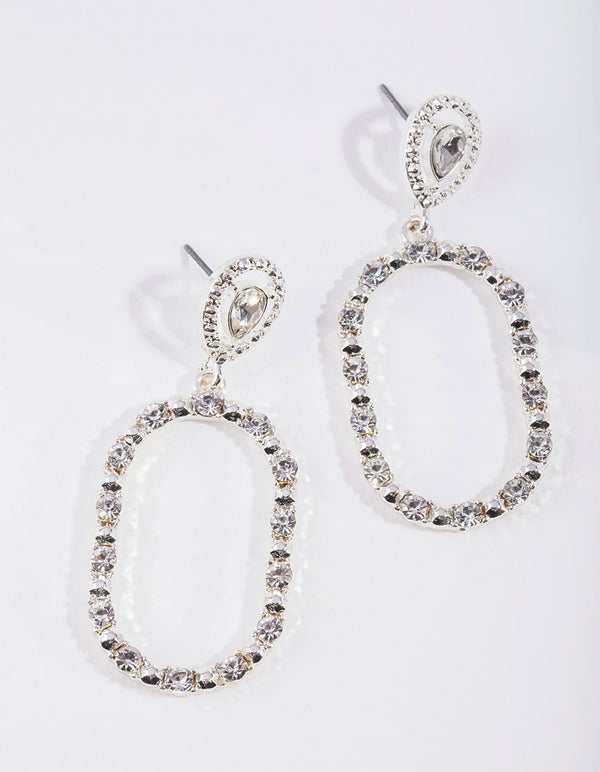 Silver Diamante Drop Earrings