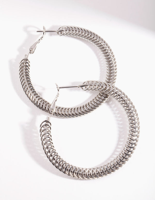 Silver Spiral Layer Hoop Earrings