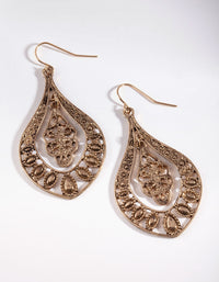 Antique Gold Boho Drop Earrings - link has visual effect only