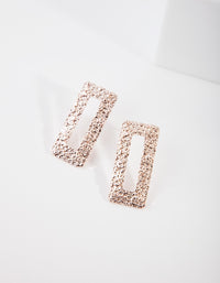 Rose Gold Crater Rectangle Stud Earrings - link has visual effect only