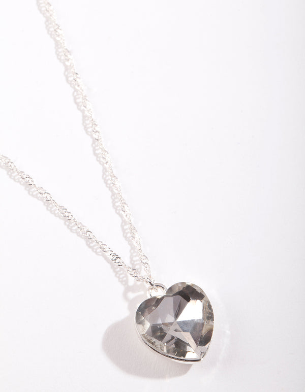 Silver Diamante Heart Necklace