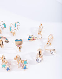 Kids Gold Rainbow Clip Earring 5-Pack - link has visual effect only